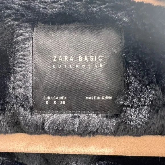 Zara Basic Olive Parka with Black Faux Fur Hood. Size S - Picture 10 of 12